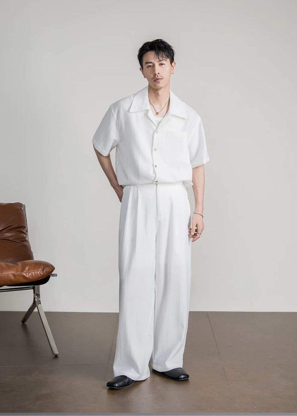Textured Stripe Wide Trousers #FS091