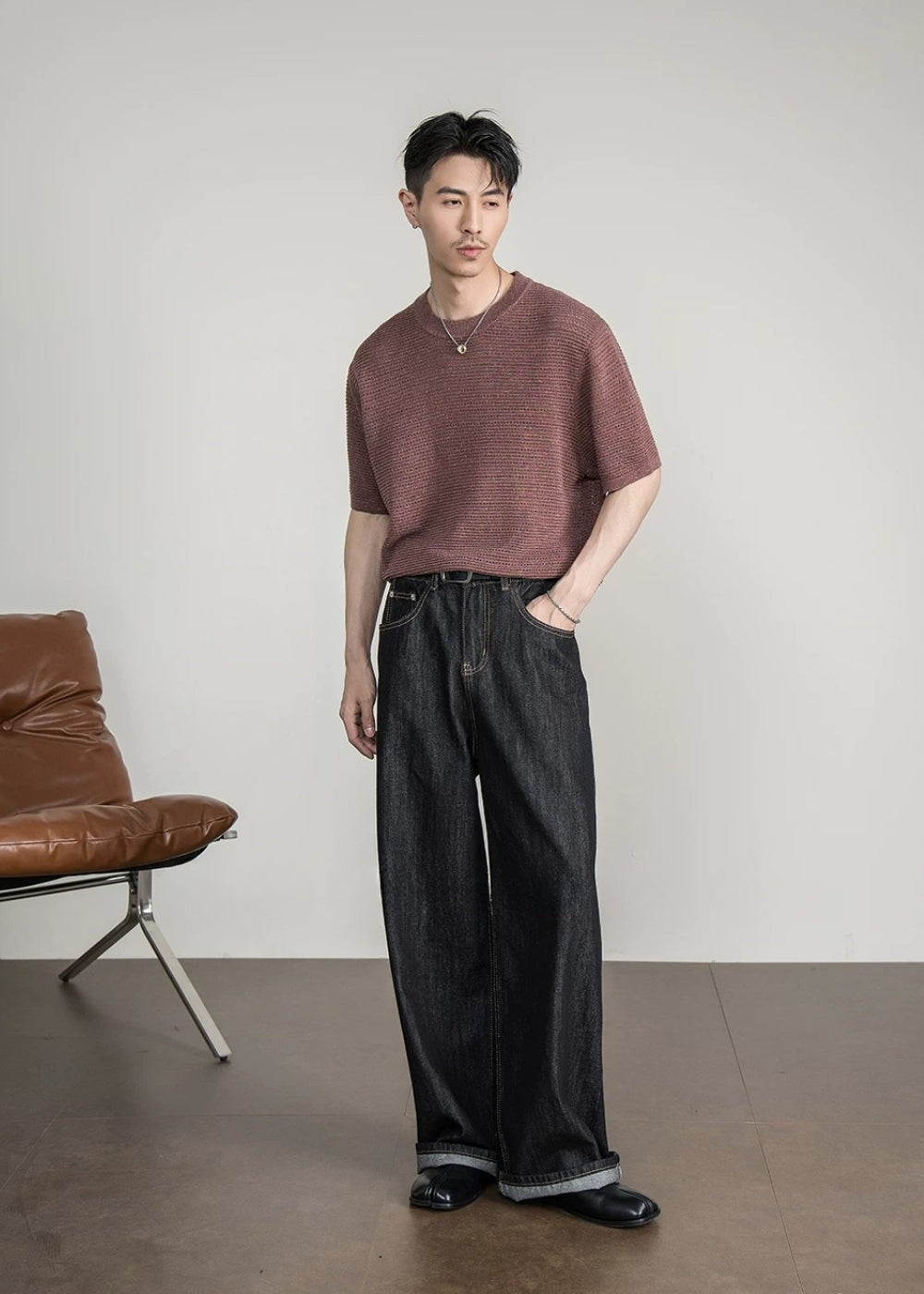 Open Knit Crew T-Shirt #FS086