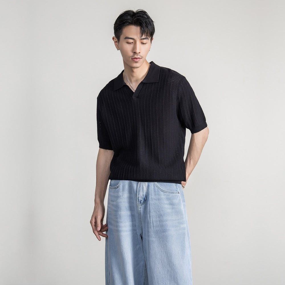 Linen Blend Skipper Polo #FS088
