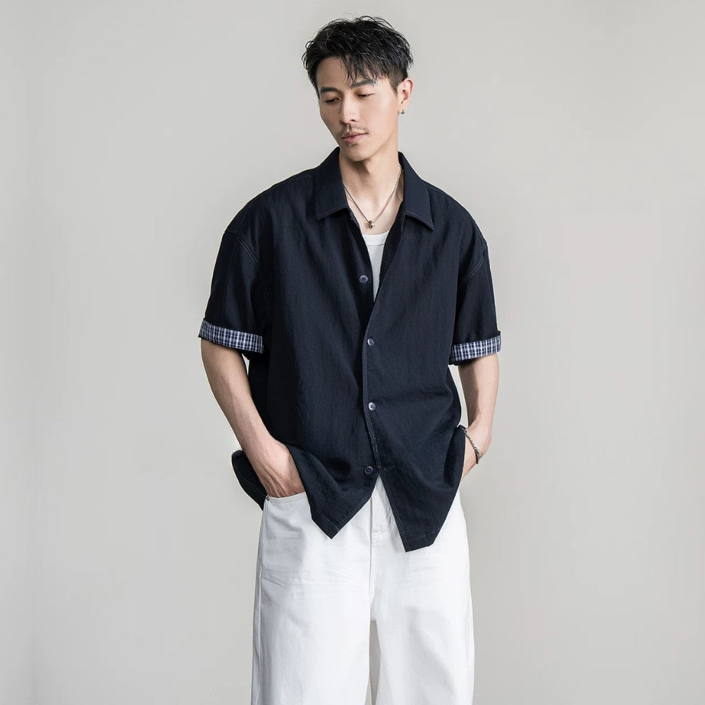 Drape Check Cuff Shirt #FS063