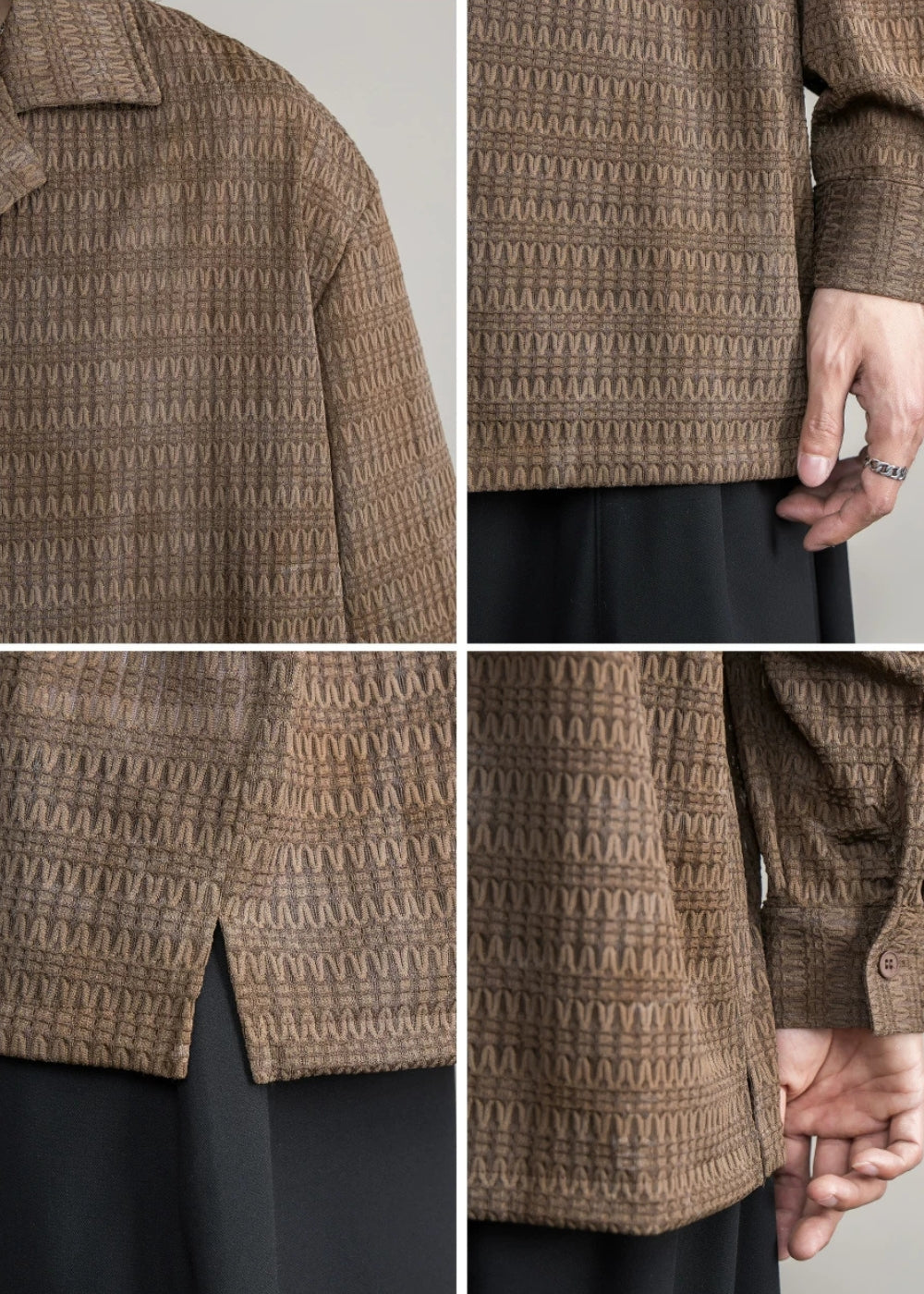 Wave Knit Cuban Loose Shirt #FS056