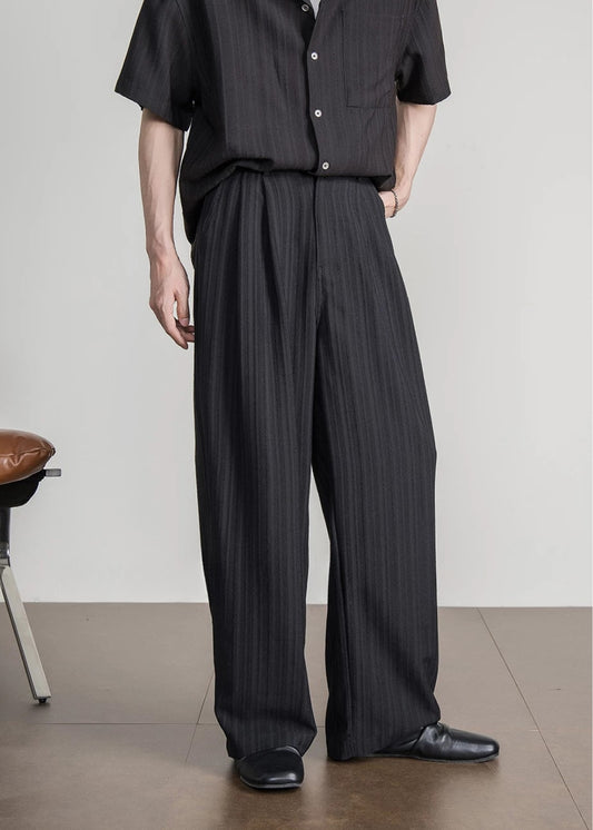 Textured Stripe Wide Trousers #FS091
