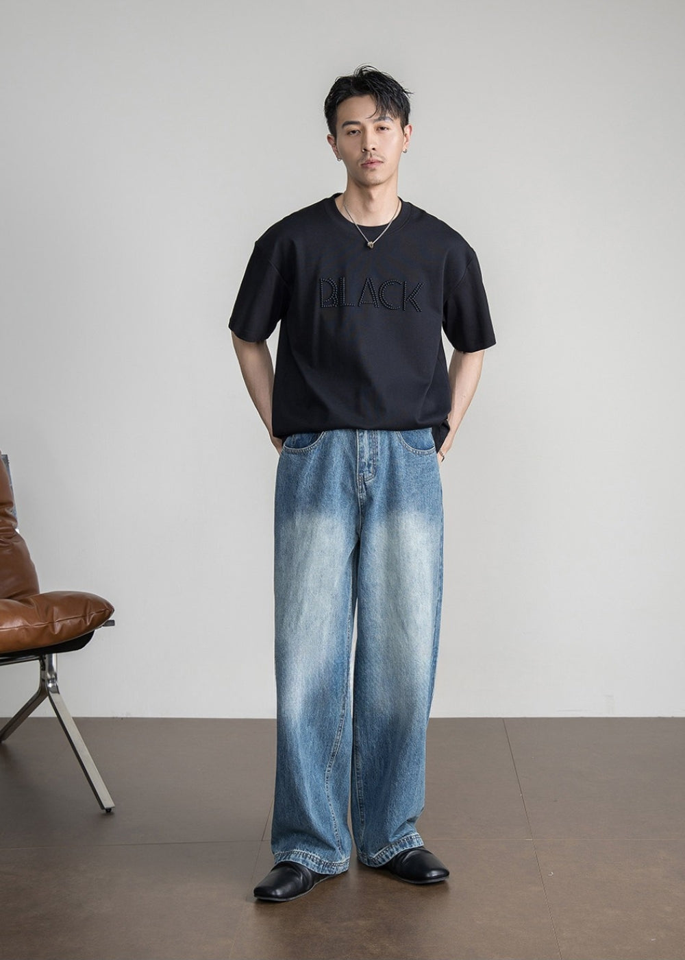 Classic Blue Wide Straight Jeans #FS079