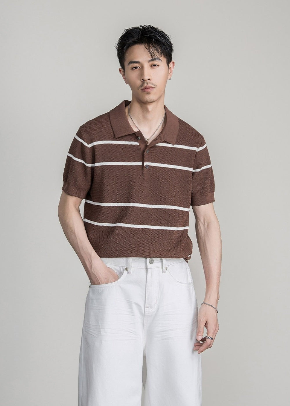 Classic Stripe Lyocell Polo  #FS101