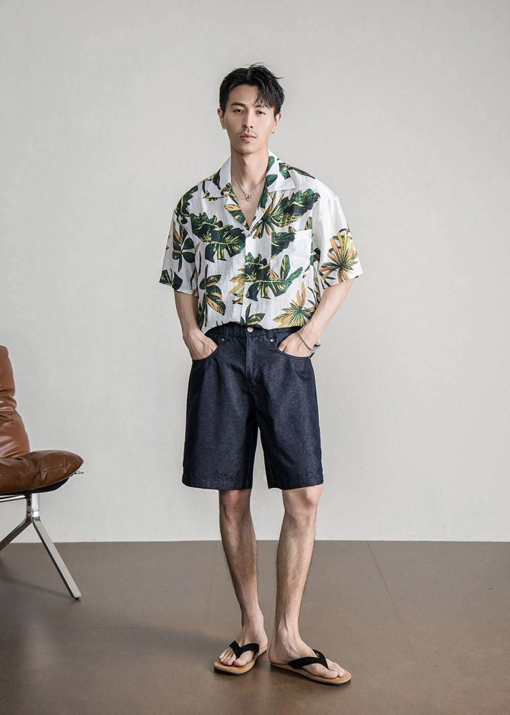 Tropical Leaf Cuban Shirt  #FS064