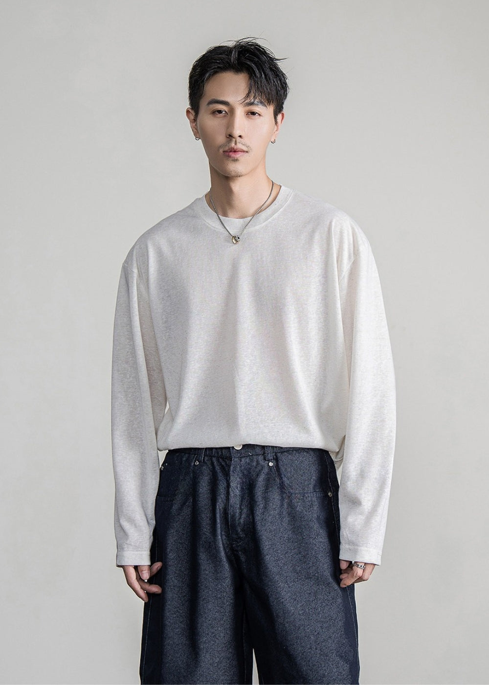 Grain Linen Drape Long Sleeve  #FS066