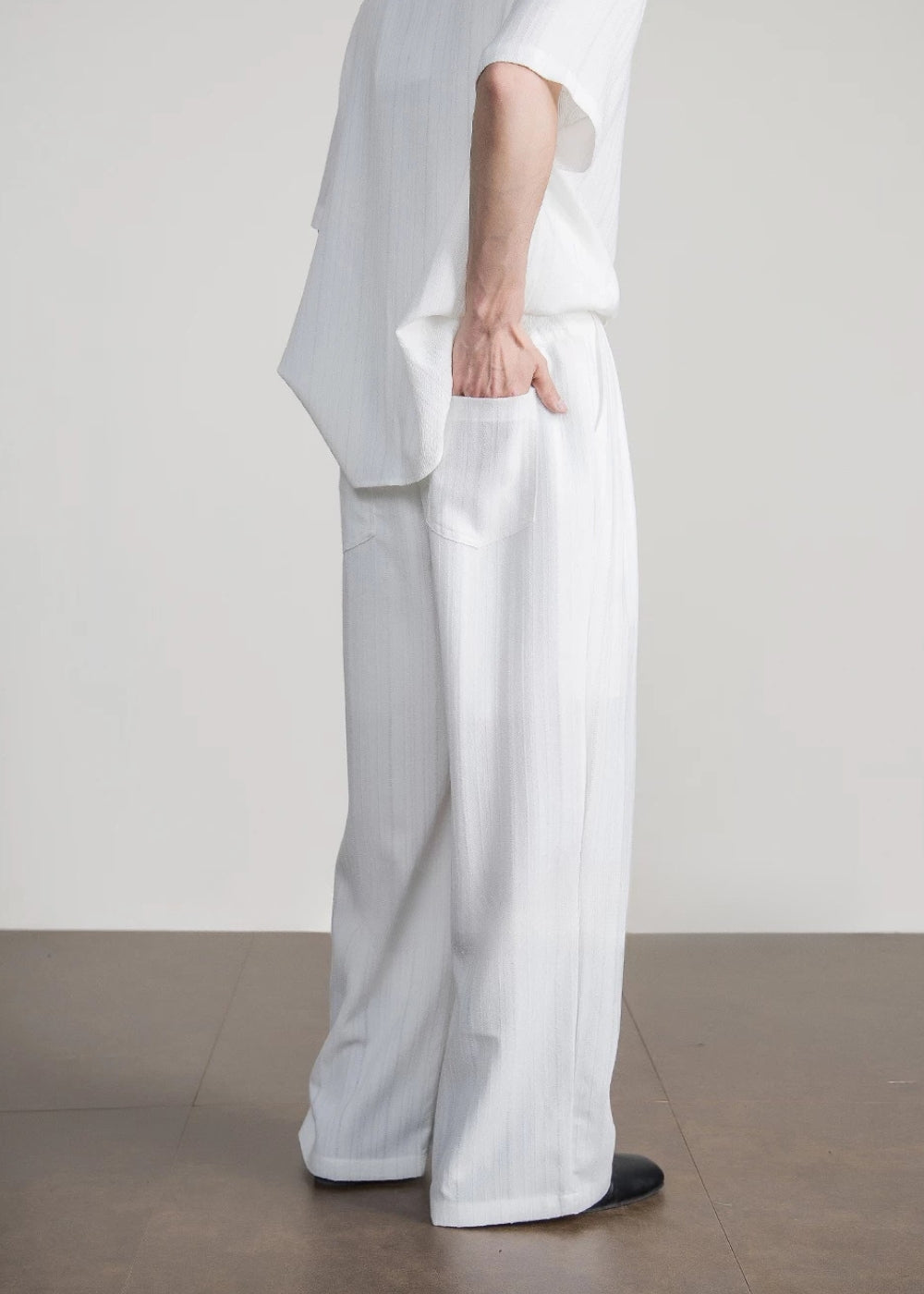 Textured Stripe Wide Trousers  #FS091