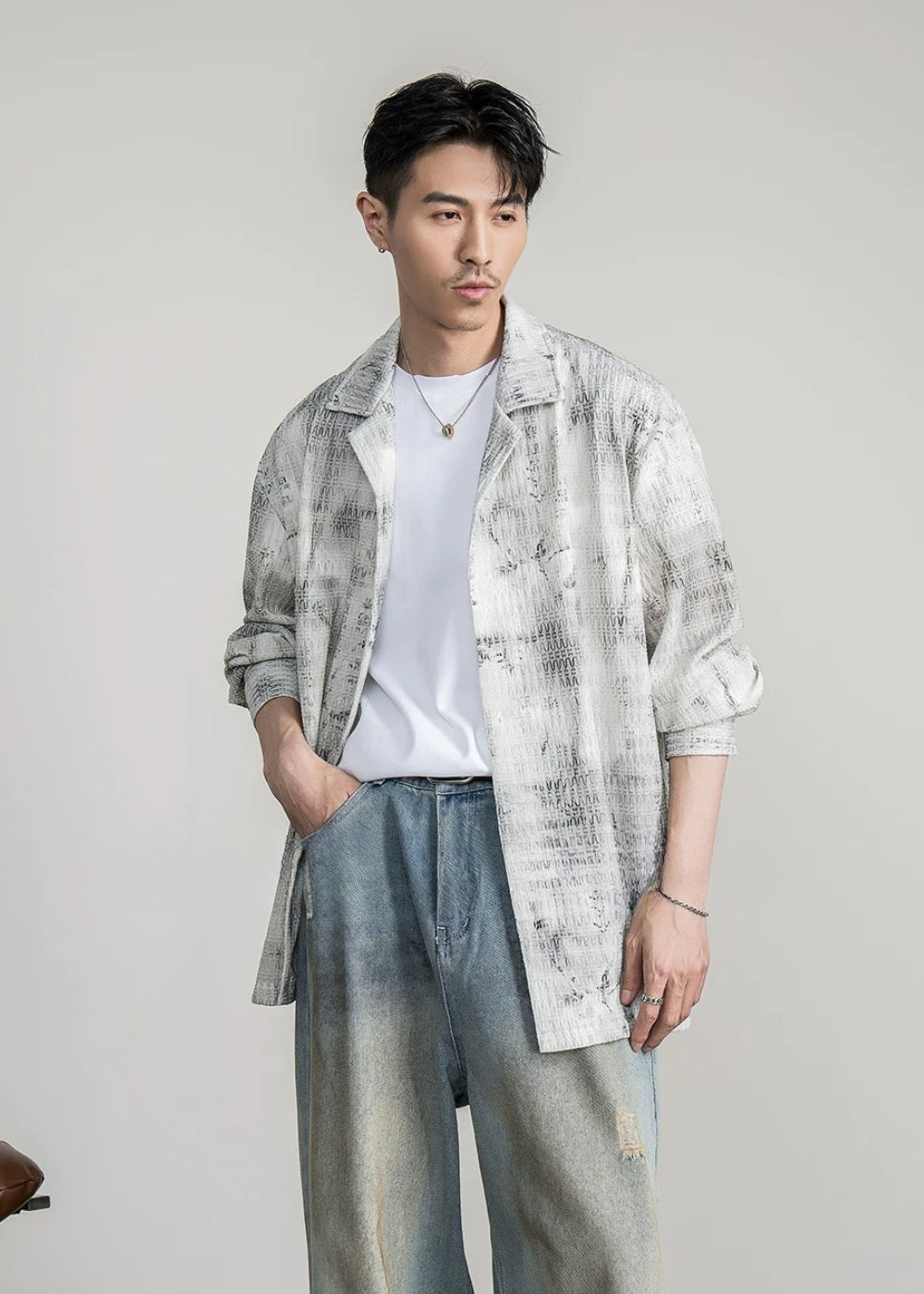 Wave Knit Cuban Loose Shirt  #FS056