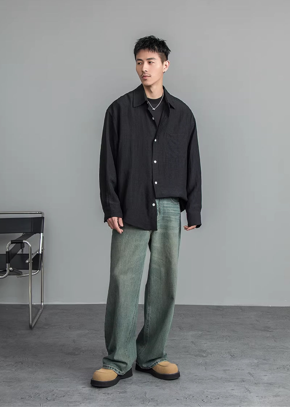 Airy Linen Relax Shirt  #FS030