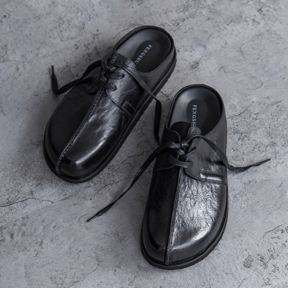 Classic Tie Leather Mule  #FS015