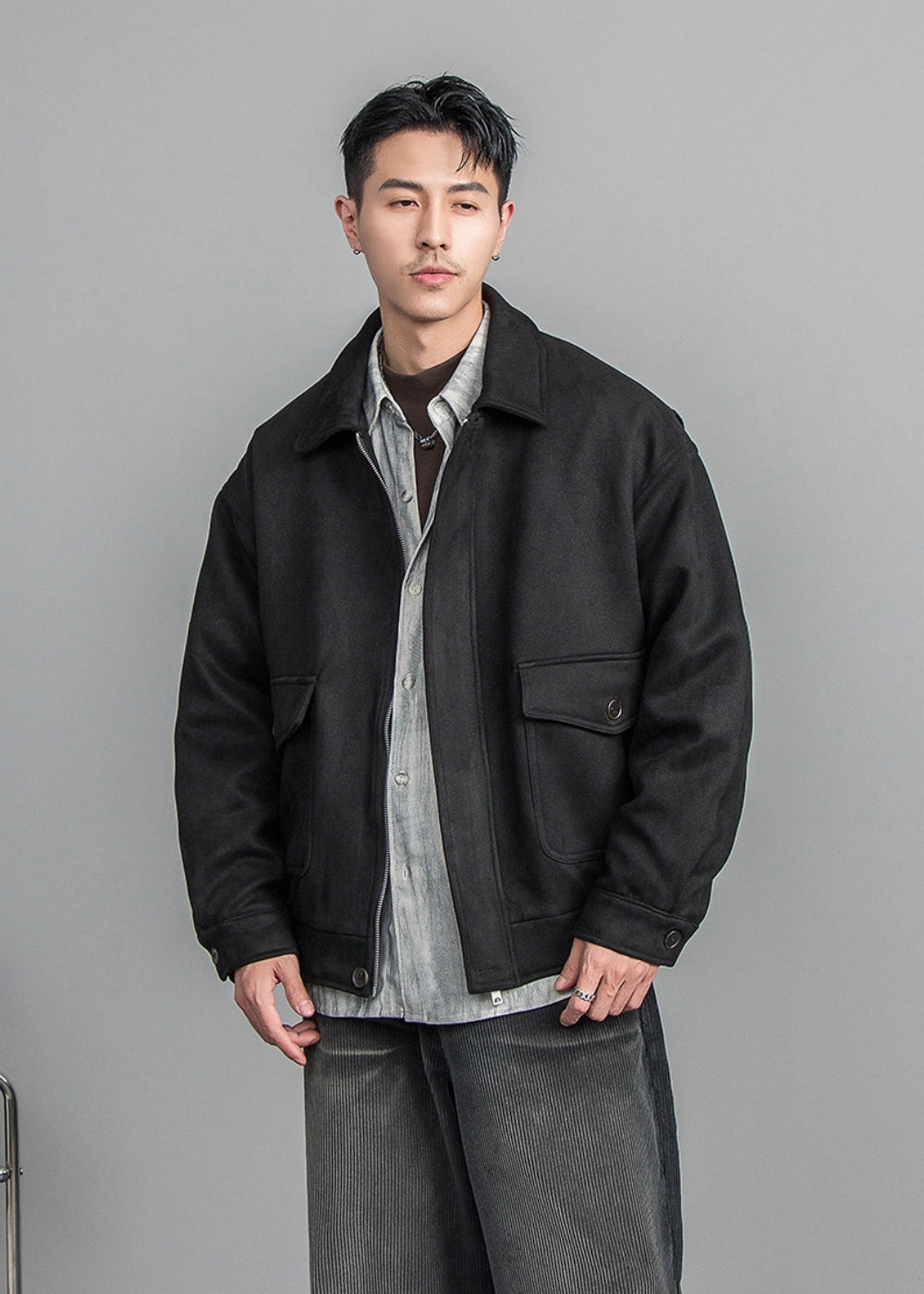 Velour Texture Retro Blouson  #FS008