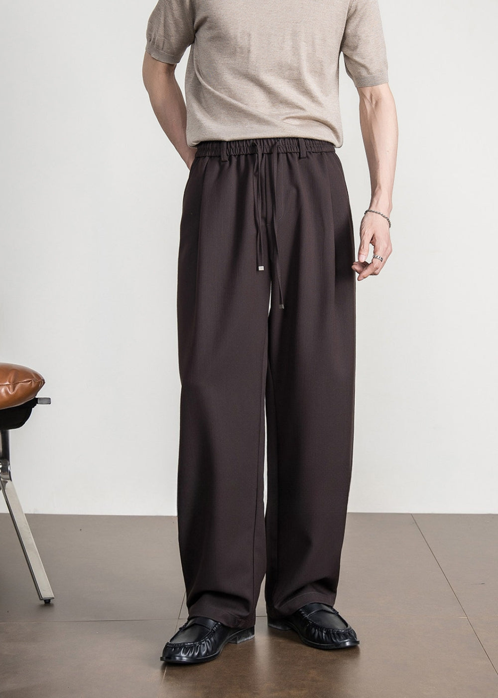 Structured Drape Wide Trousers  #FS076
