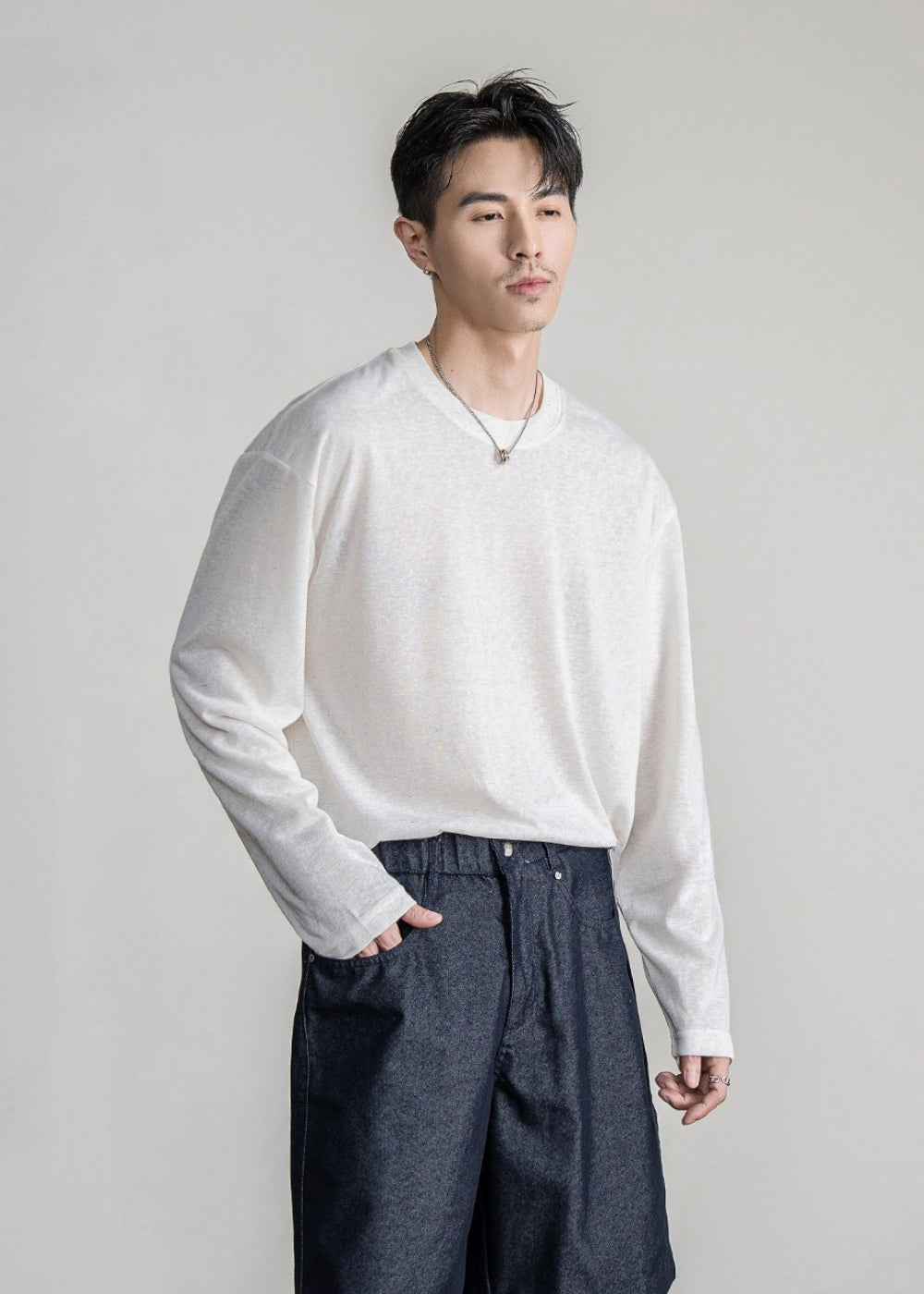 Grain Linen Drape Long Sleeve  #FS066