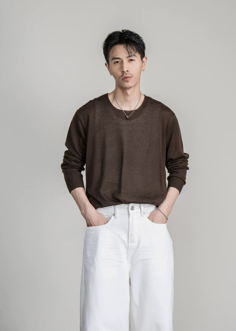 Soft Gauge Wool Crew Knit  #FS050