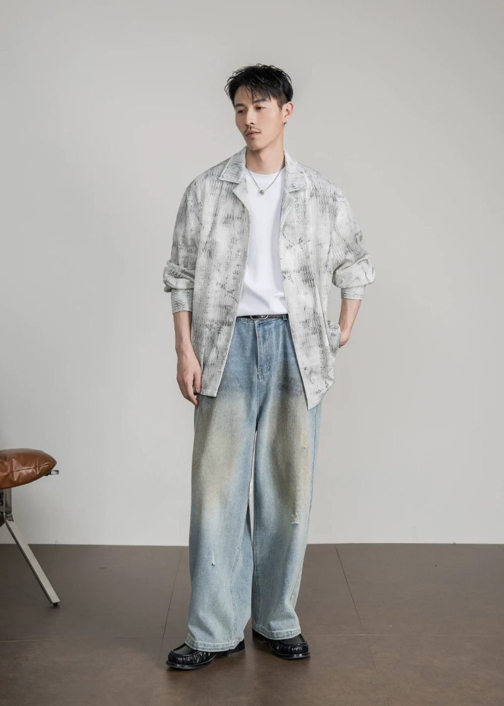 Wave Knit Cuban Loose Shirt  #FS056