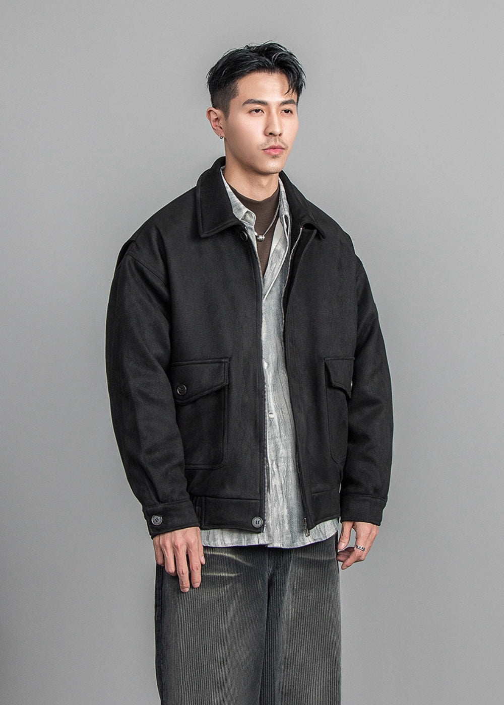 Velour Texture Retro Blouson  #FS008