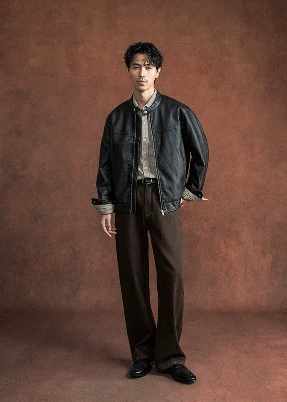 Minimal Faux Leather Jacket  #SF004