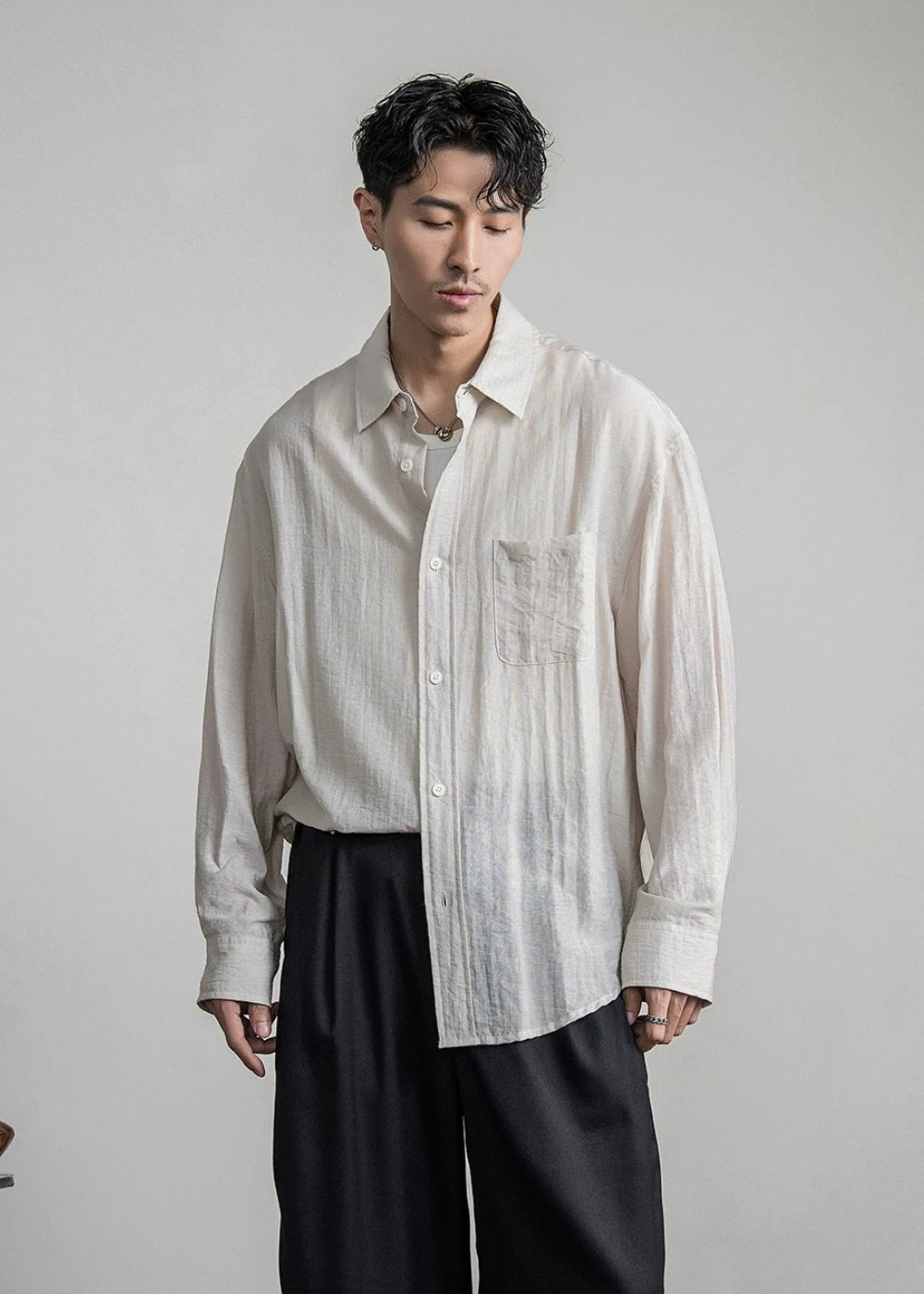 Airy Linen Relax Shirt  #FS030