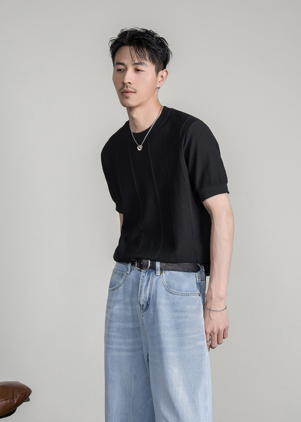 Breathable Knit Crew Neck T-Shirt  #FS087