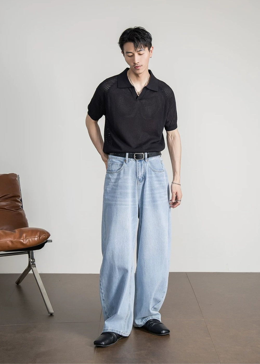 Tencel Linen Open Knit Polo #FS081