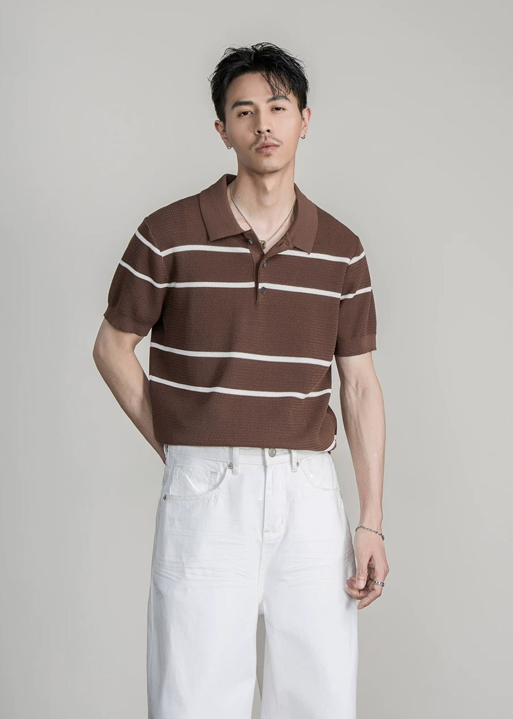 Classic Stripe Lyocell Polo  #FS101