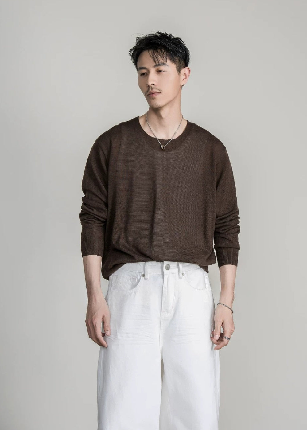 Soft Gauge Wool Crew Knit  #FS050