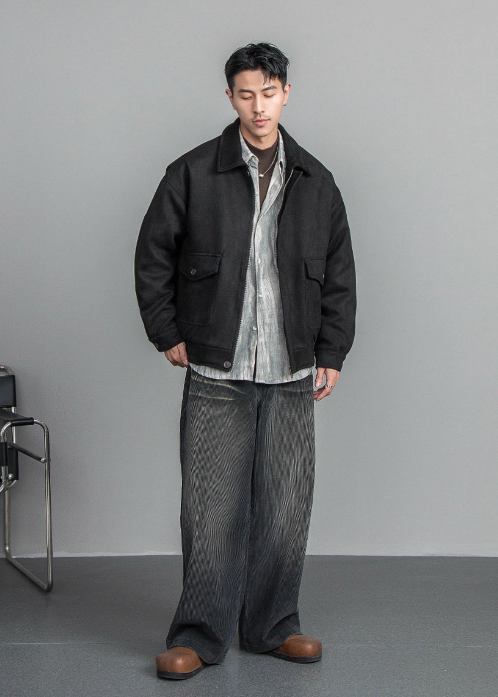 Velour Texture Retro Blouson  #FS008