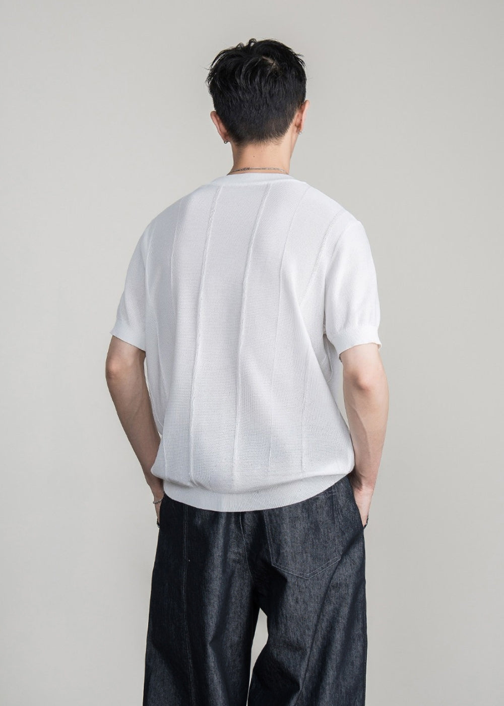 Breathable Knit Crew Neck T-Shirt  #FS087