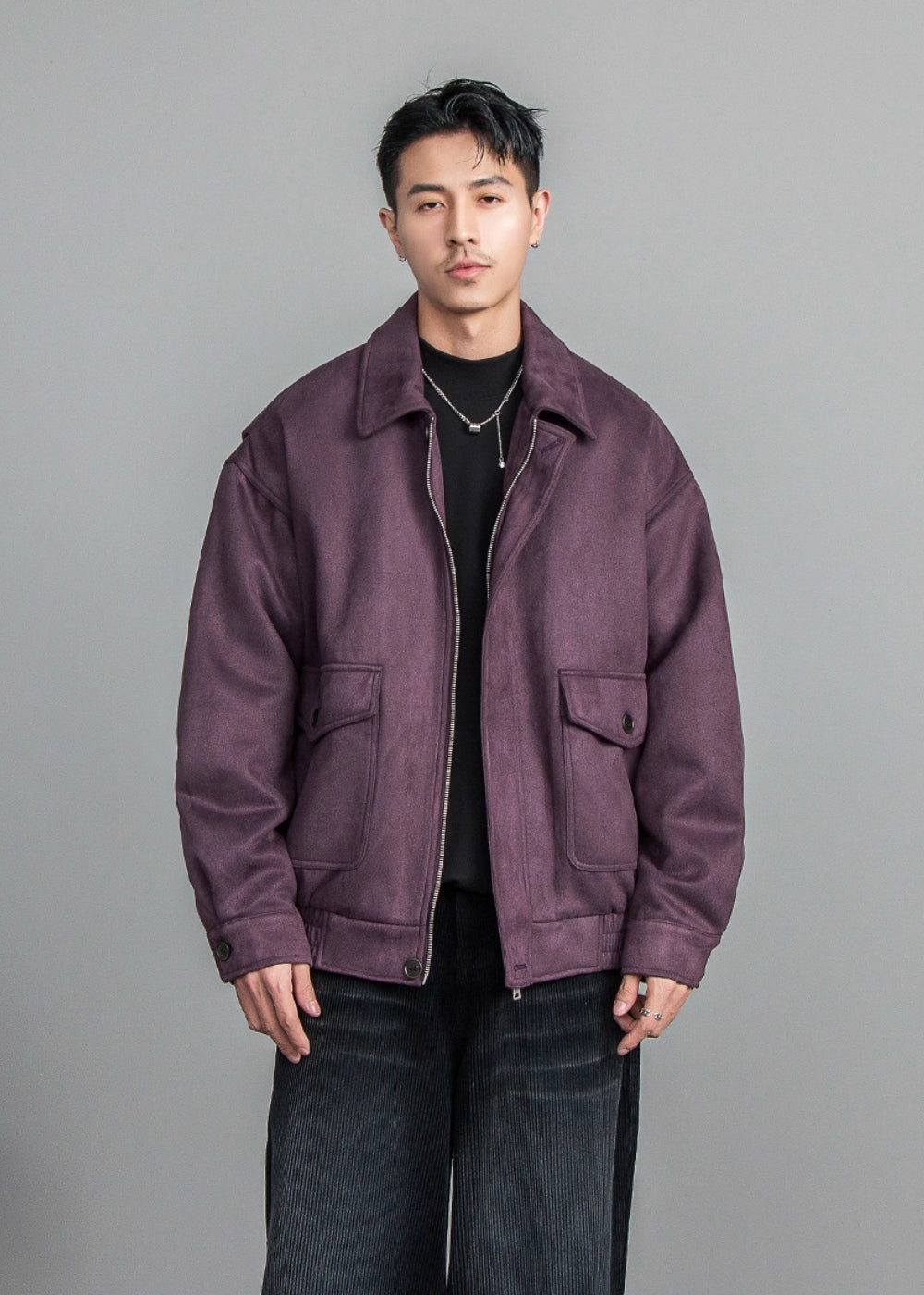 Velour Texture Retro Blouson  #FS008