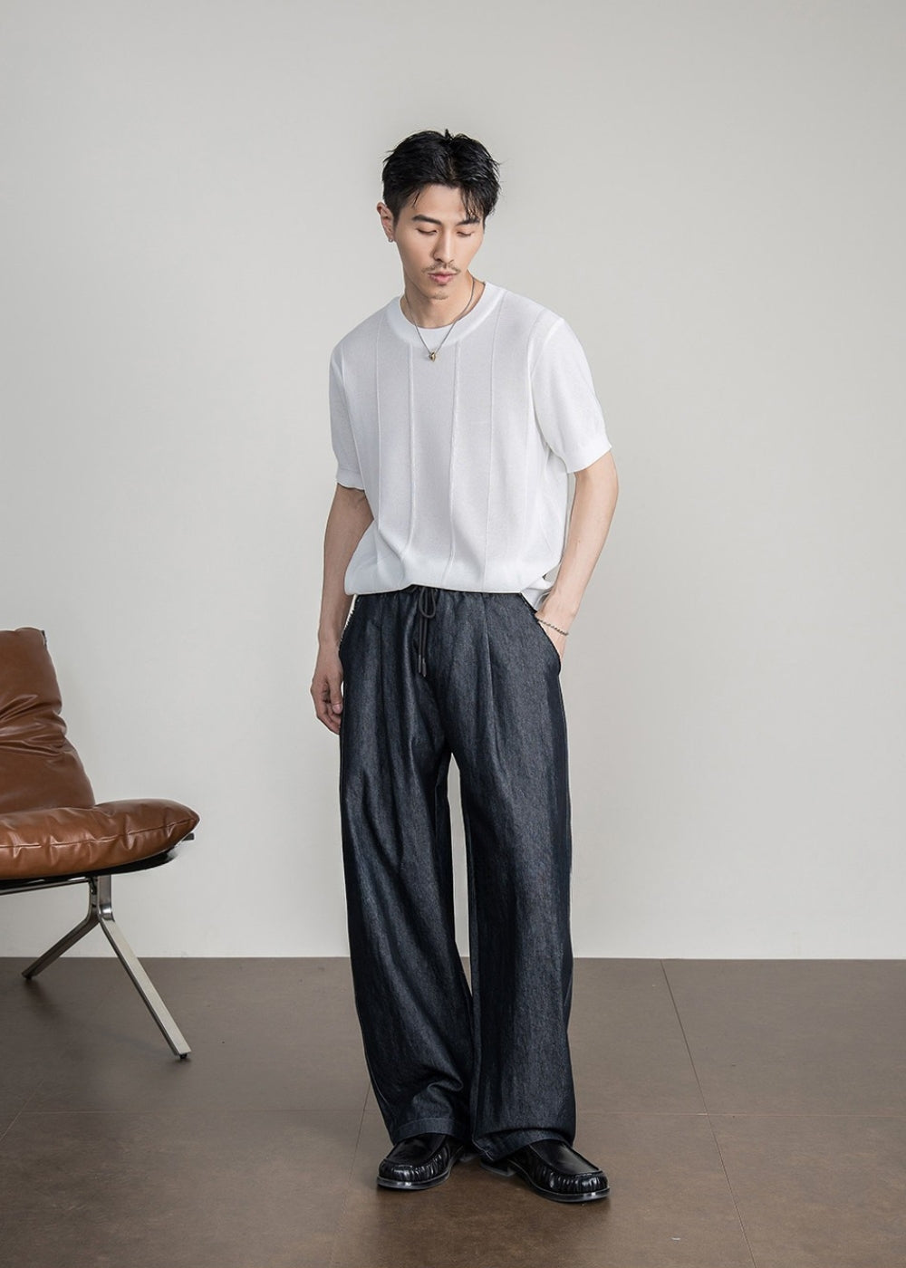 Breathable Knit Crew Neck T-Shirt  #FS087