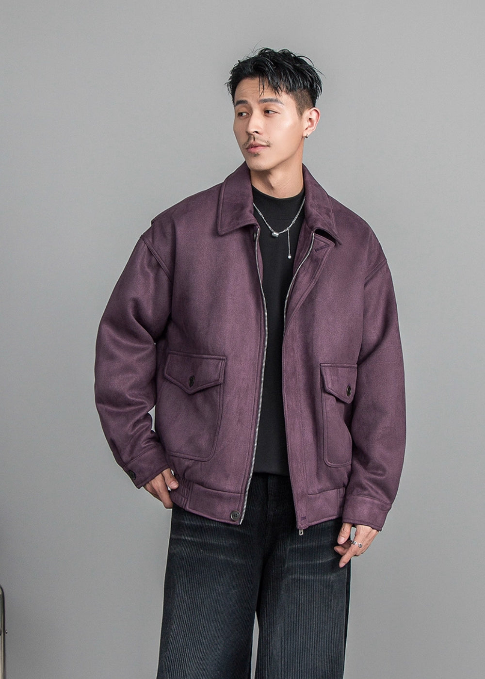 Velour Texture Retro Blouson  #FS008