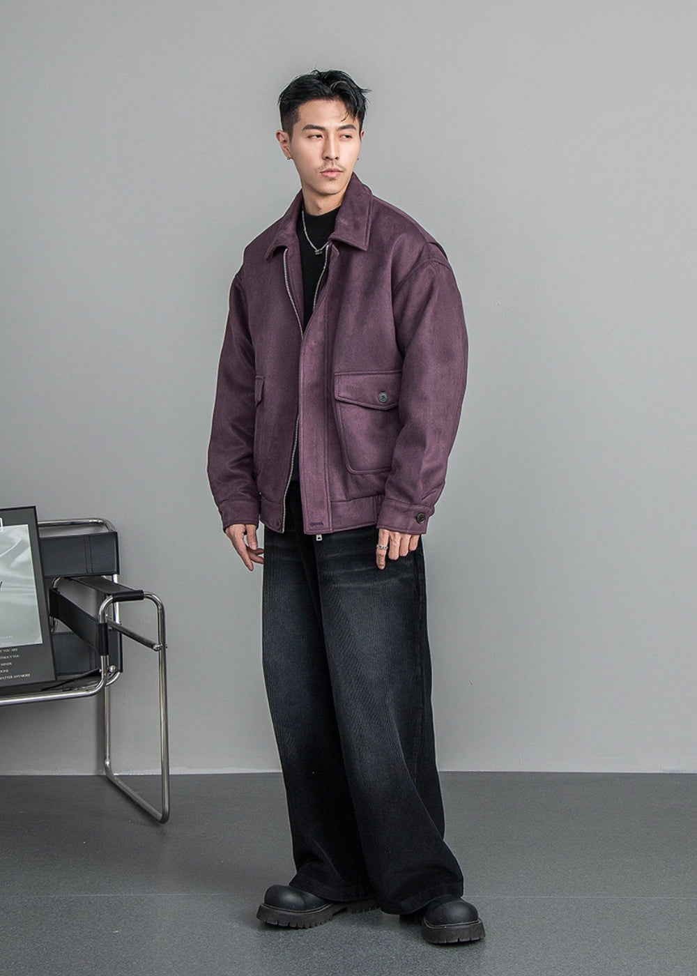 Velour Texture Retro Blouson  #FS008