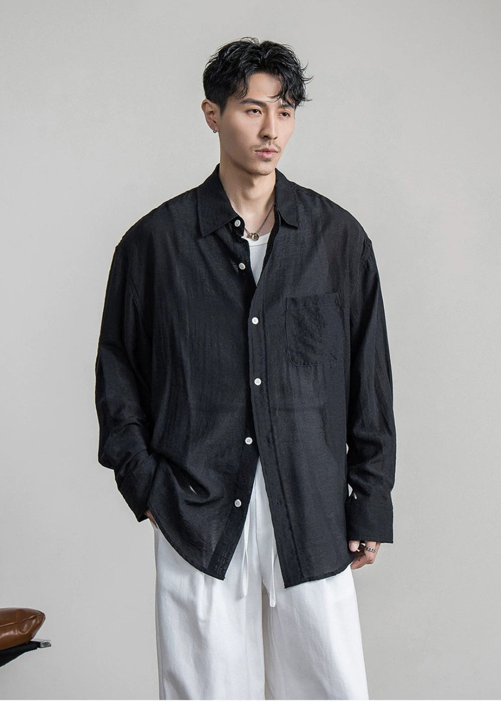 Airy Linen Relax Shirt  #FS030
