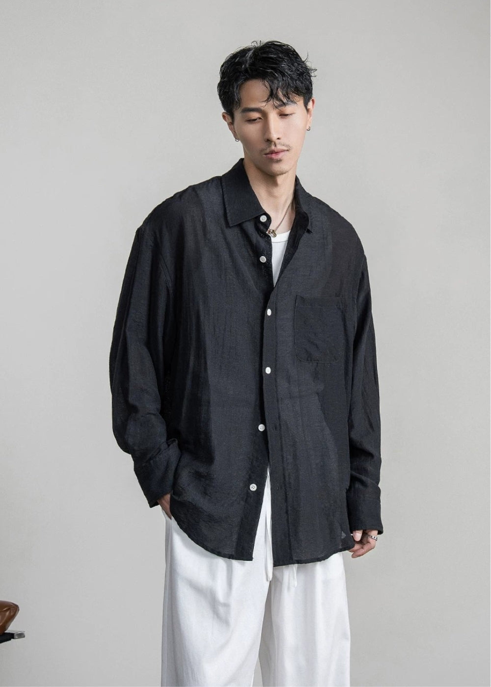 Airy Linen Relax Shirt  #FS030