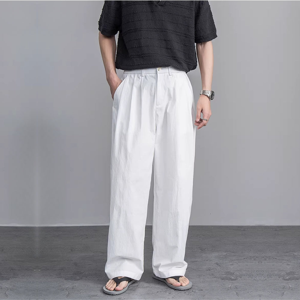 Airy Texture Wide Slacks  #FS046