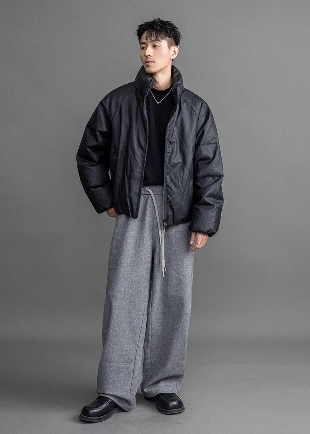 Matte Textured Short Down Jacket  #FS019