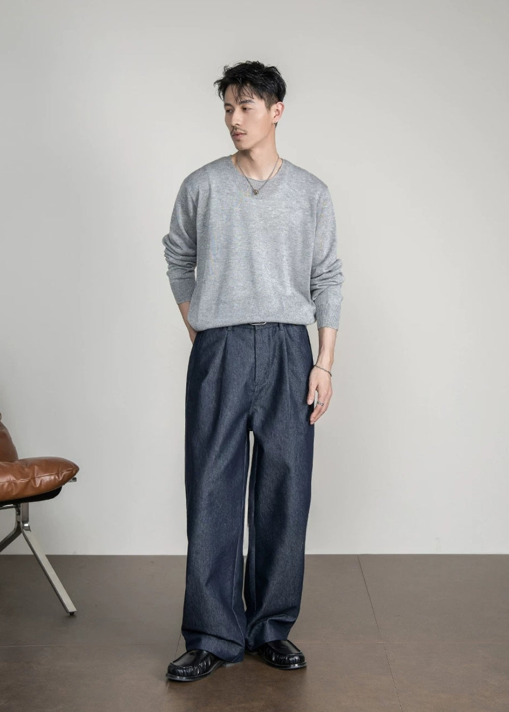 Soft Gauge Wool Crew Knit  #FS050