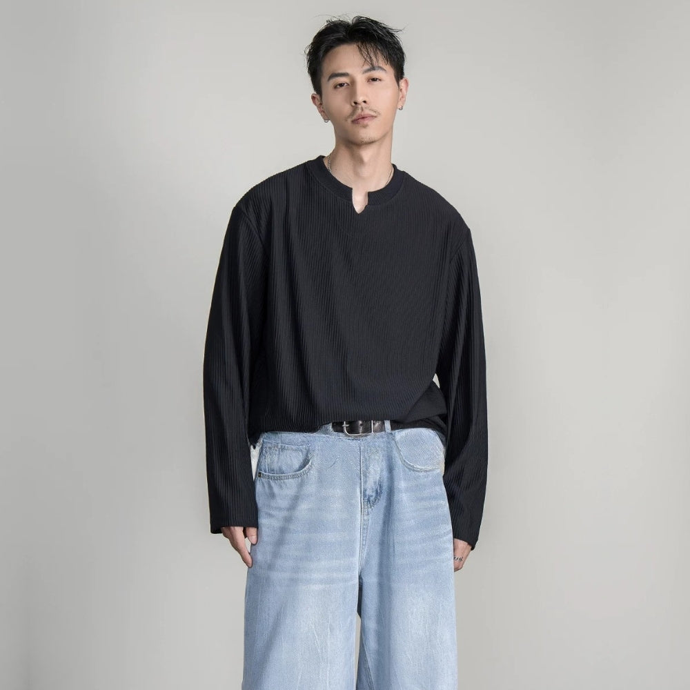 Soft Rib Slit Relax Top  #FS047