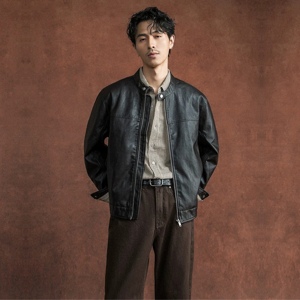 Minimal Faux Leather Jacket  #SF004