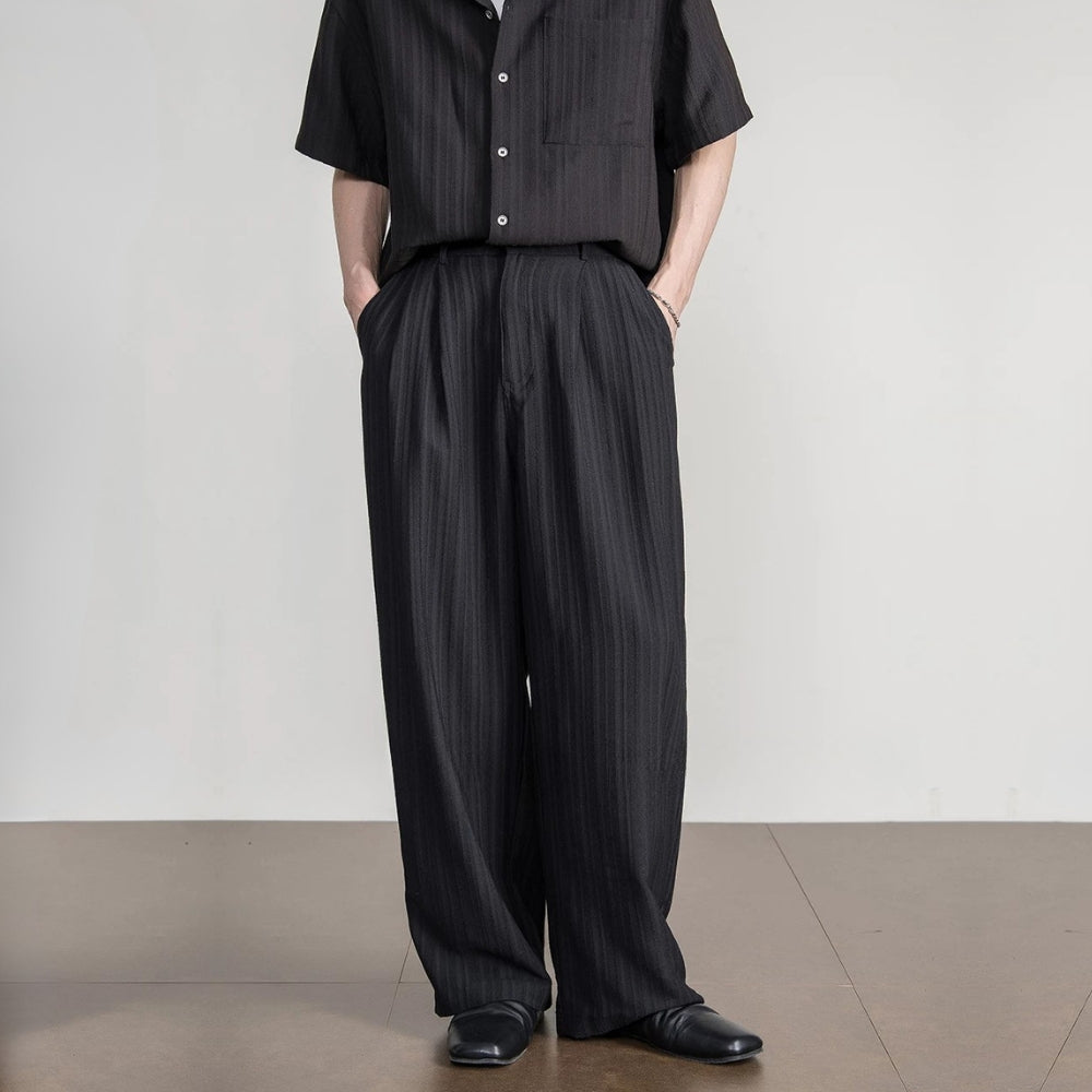 Textured Stripe Wide Trousers  #FS091