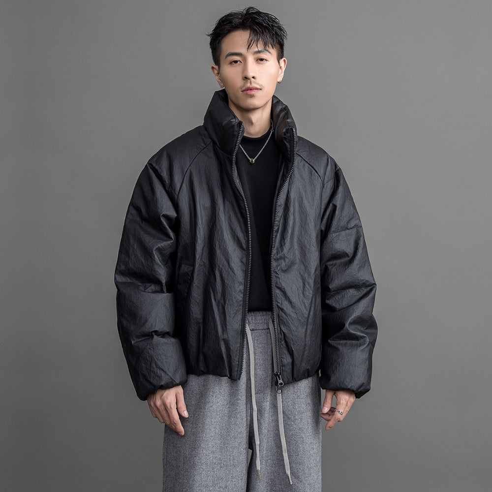Matte Textured Short Down Jacket  #FS019