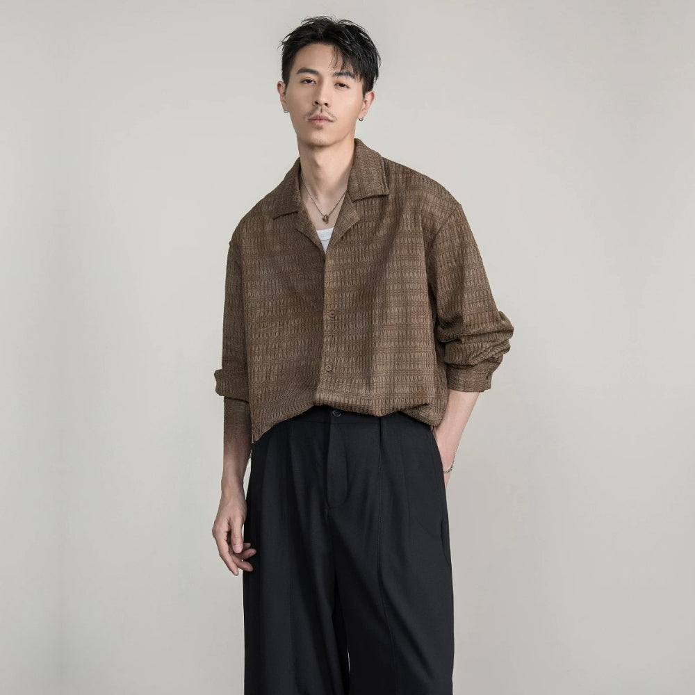 Wave Knit Cuban Loose Shirt  #FS056