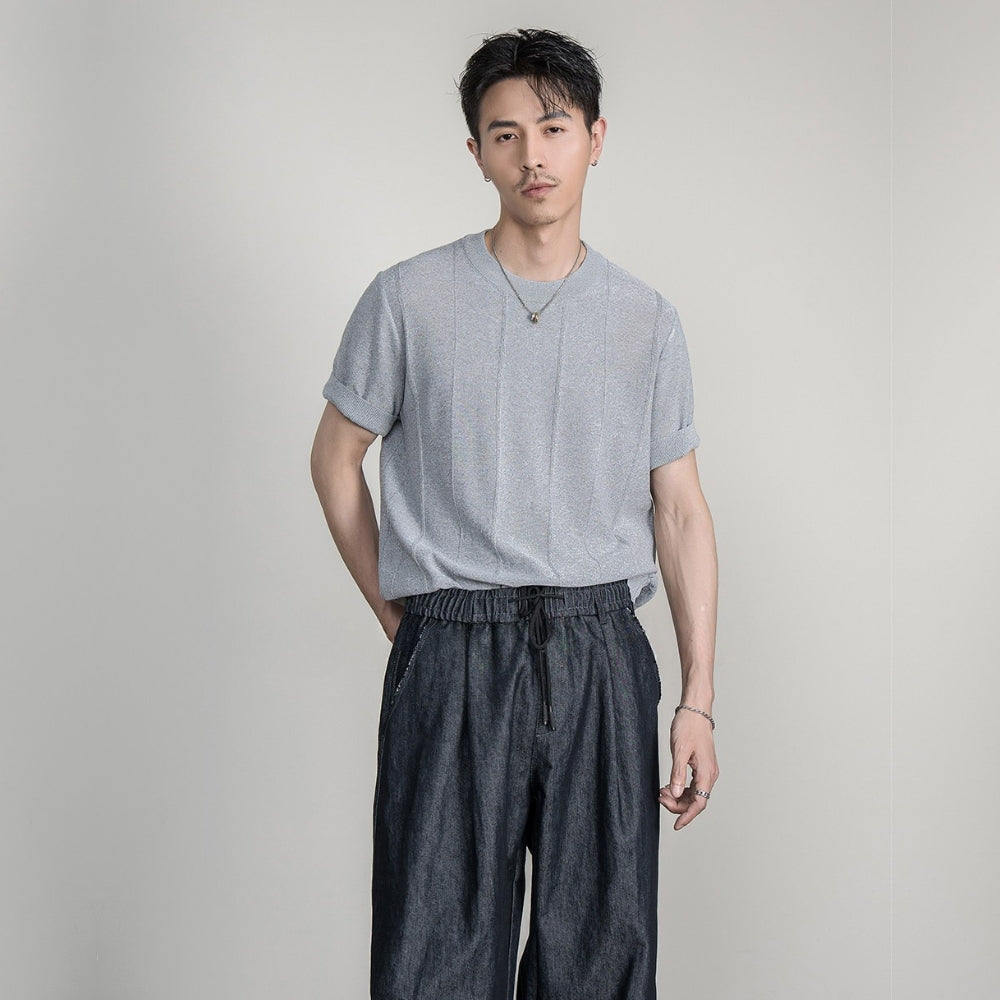 Breathable Knit Crew Neck T-Shirt  #FS087