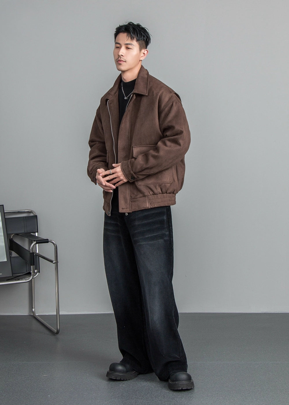 Velour Texture Retro Blouson  #FS008