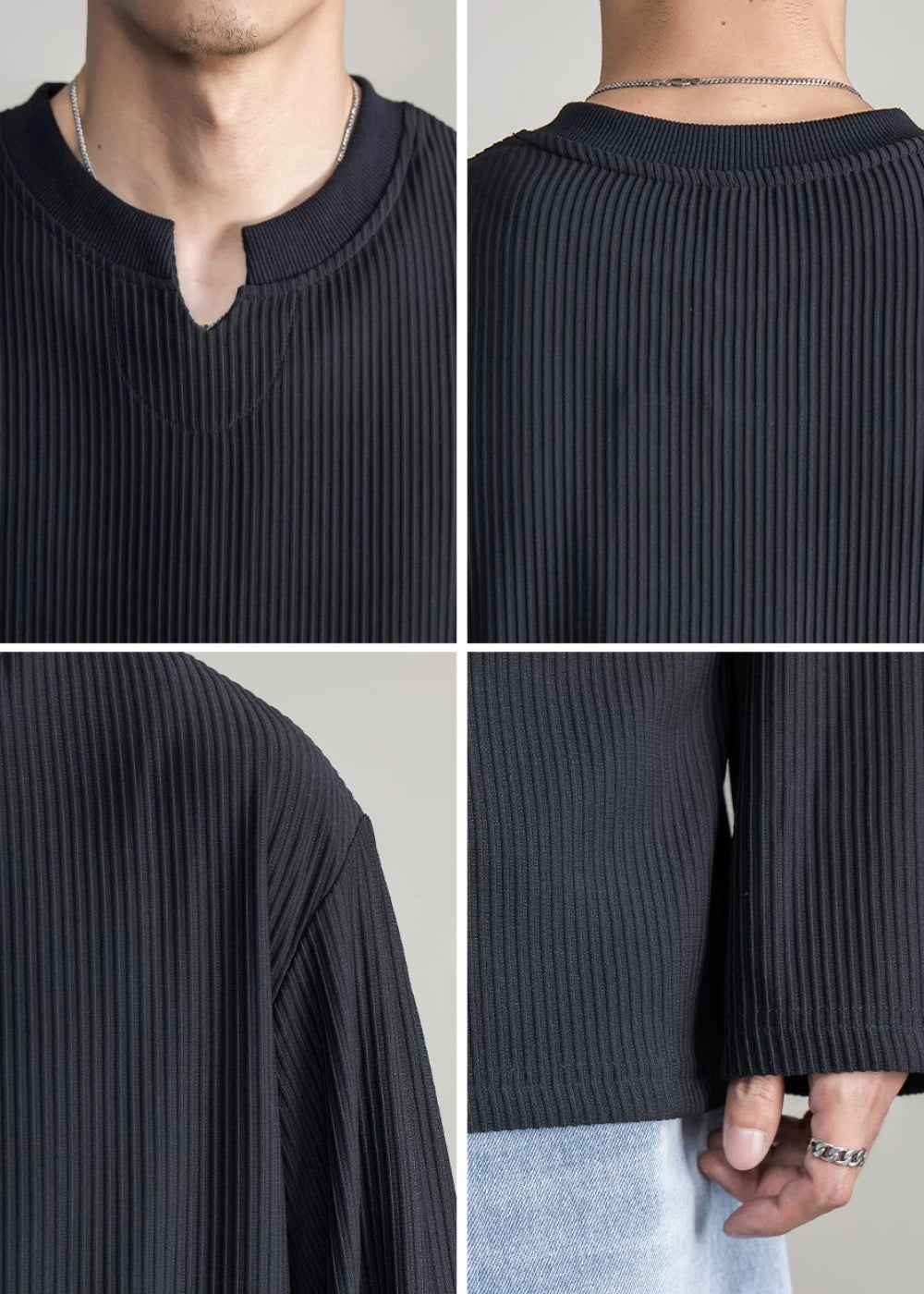 Soft Rib Slit Relax Top  #FS047