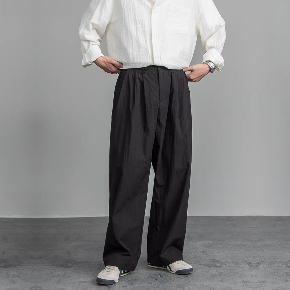 Airy Texture Wide Slacks  #FS046