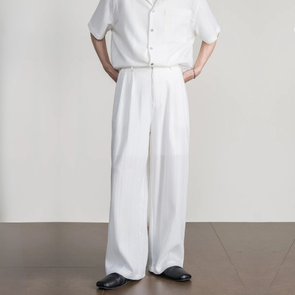 Textured Stripe Wide Trousers  #FS091