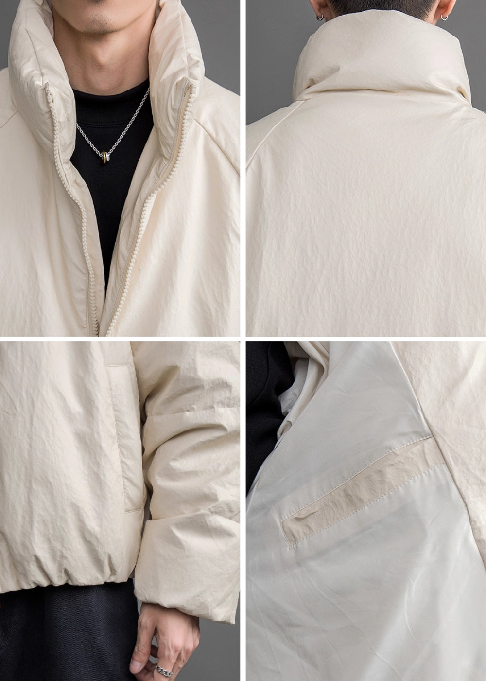 Matte Textured Short Down Jacket  #FS019