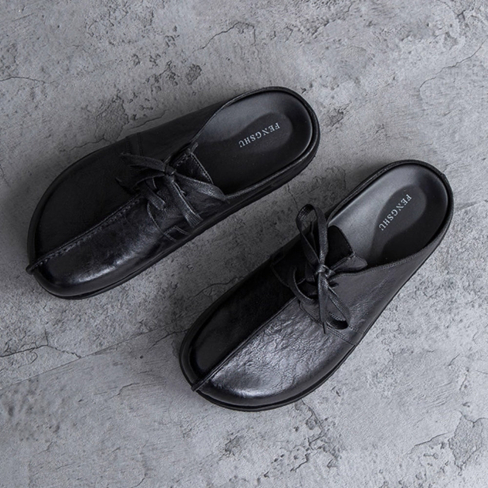 Classic Tie Leather Mule  #FS015