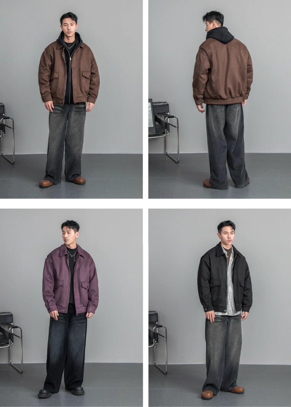 Velour Texture Retro Blouson  #FS008